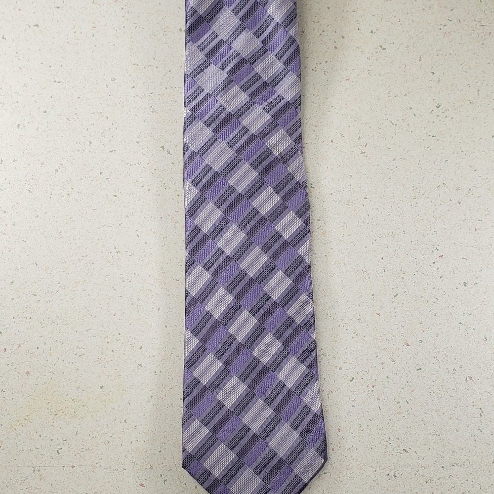 Men's Giorgio Brutini Purple Print Necktie HAND MADE - Picture 3 of 8
